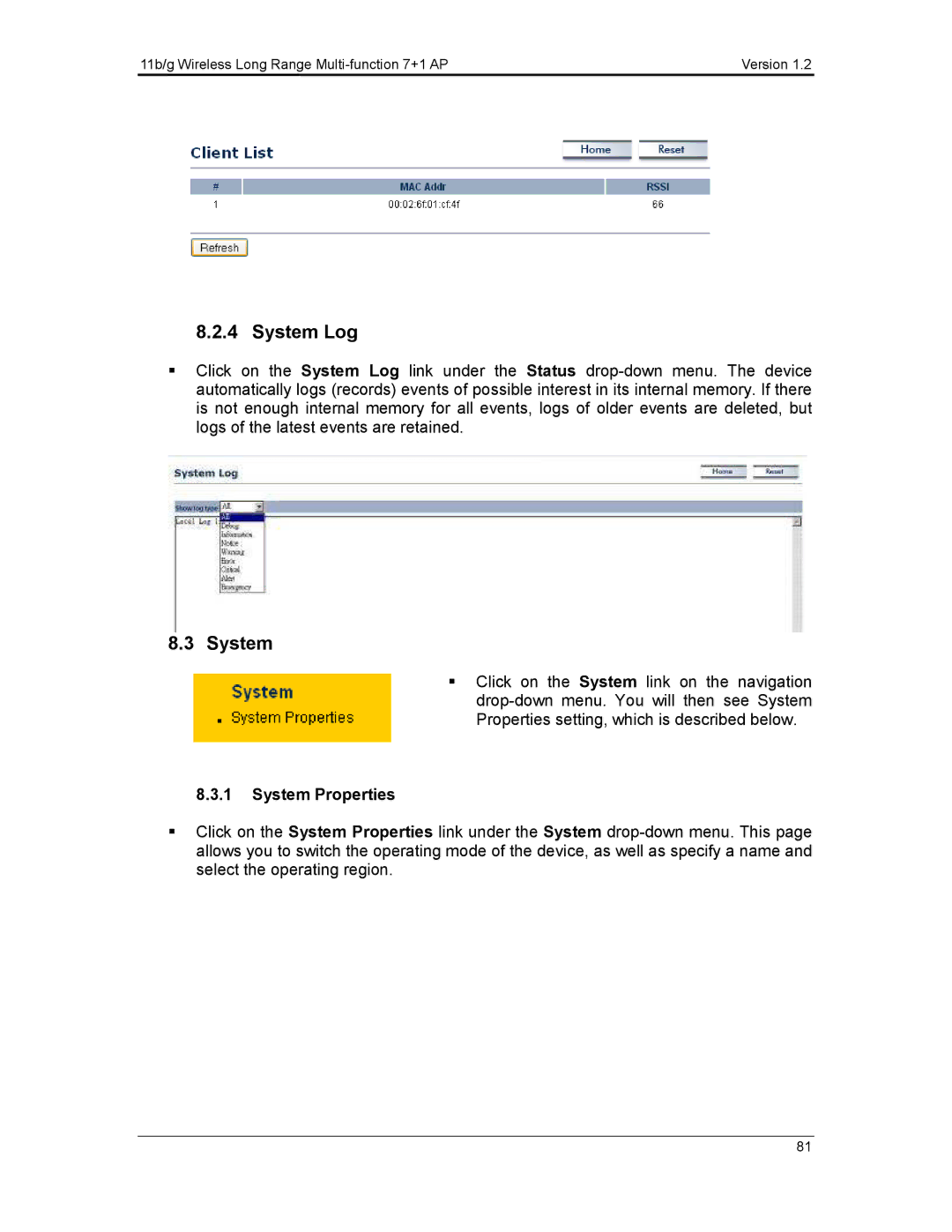 EnGenius Technologies ECB3500 user manual System Properties 