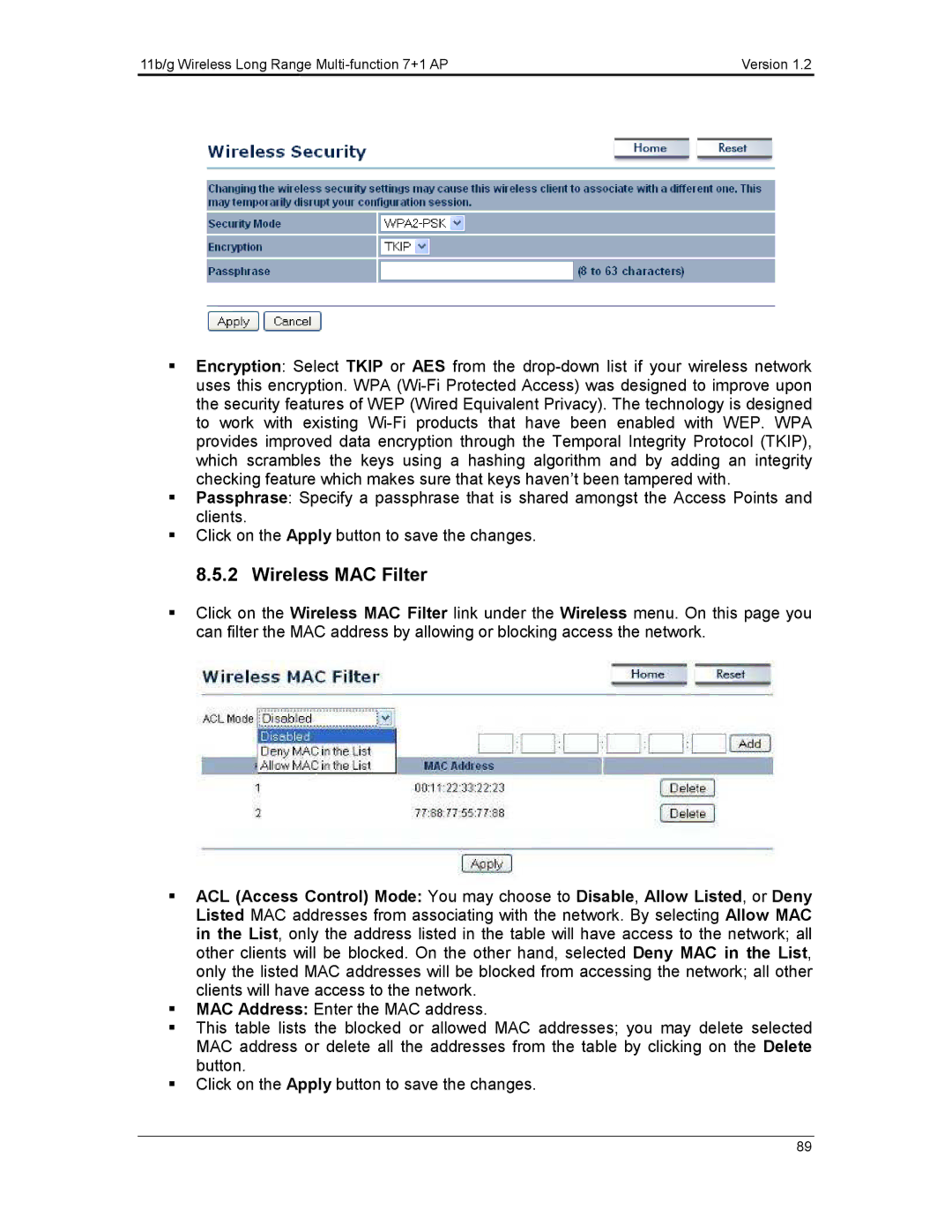 EnGenius Technologies ECB3500 user manual Wireless MAC Filter 