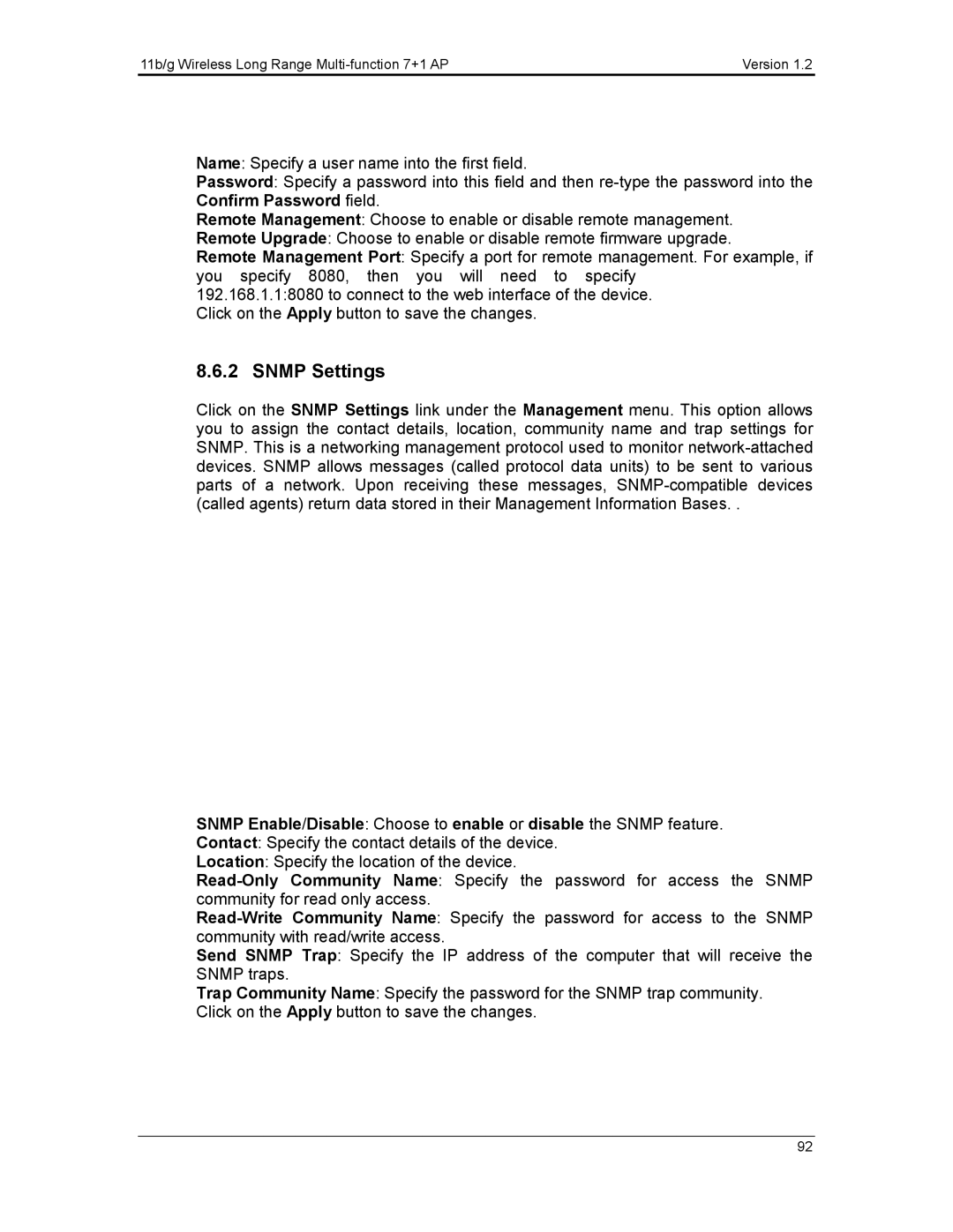 EnGenius Technologies ECB3500 user manual Snmp Settings 