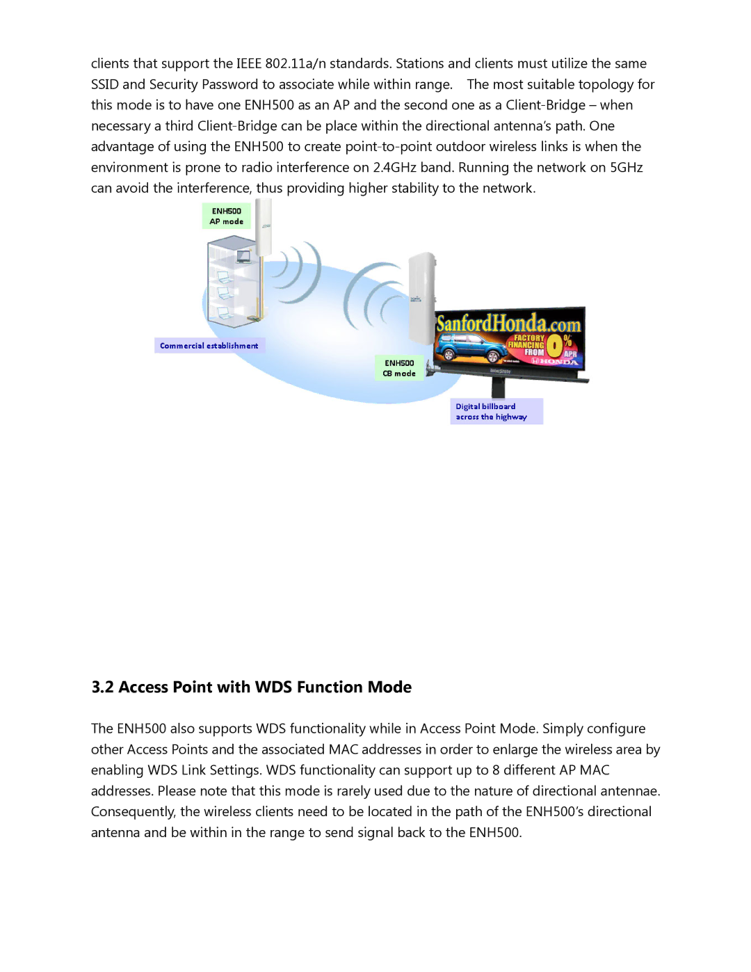 EnGenius Technologies ENH500 user manual Access Point with WDS Function Mode 