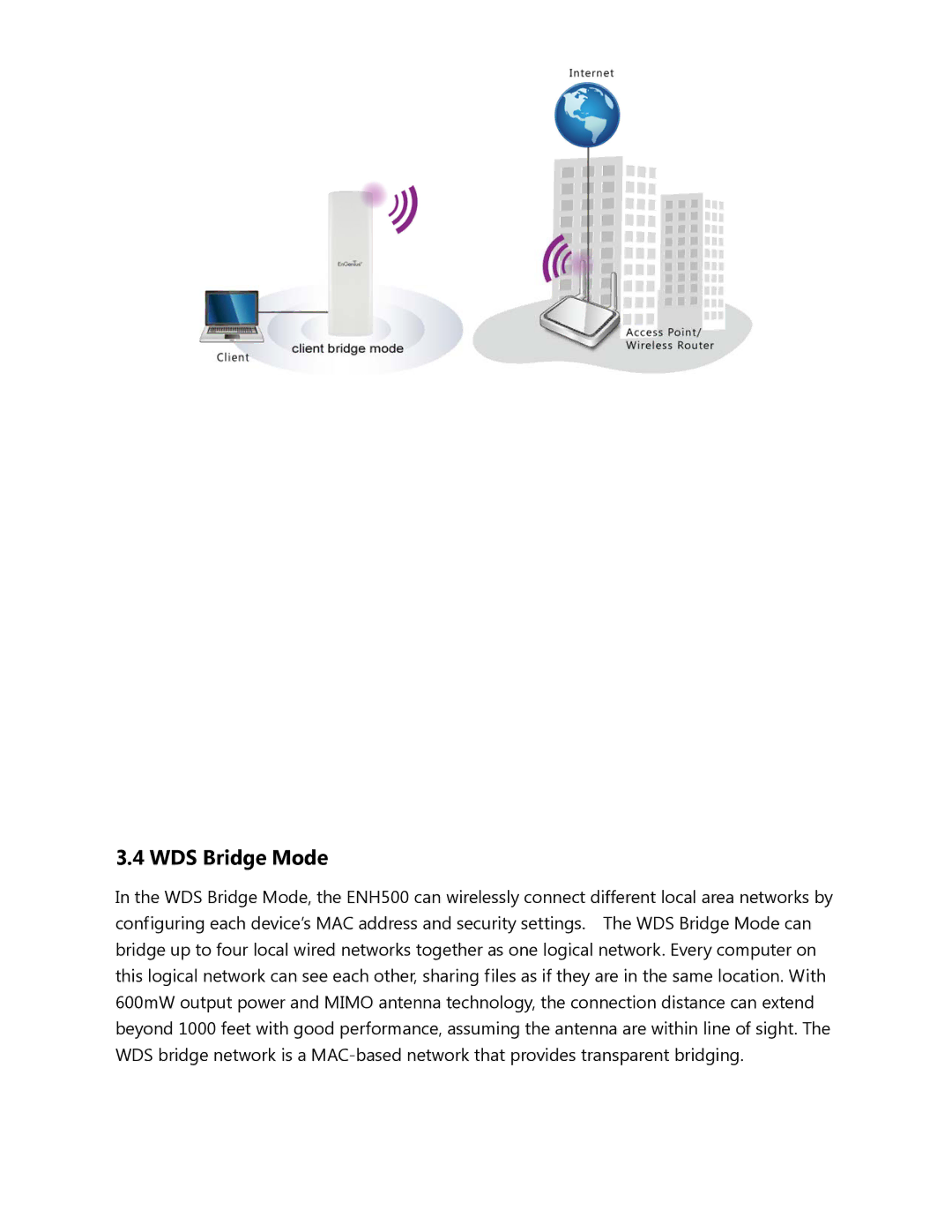 EnGenius Technologies ENH500 user manual WDS Bridge Mode 