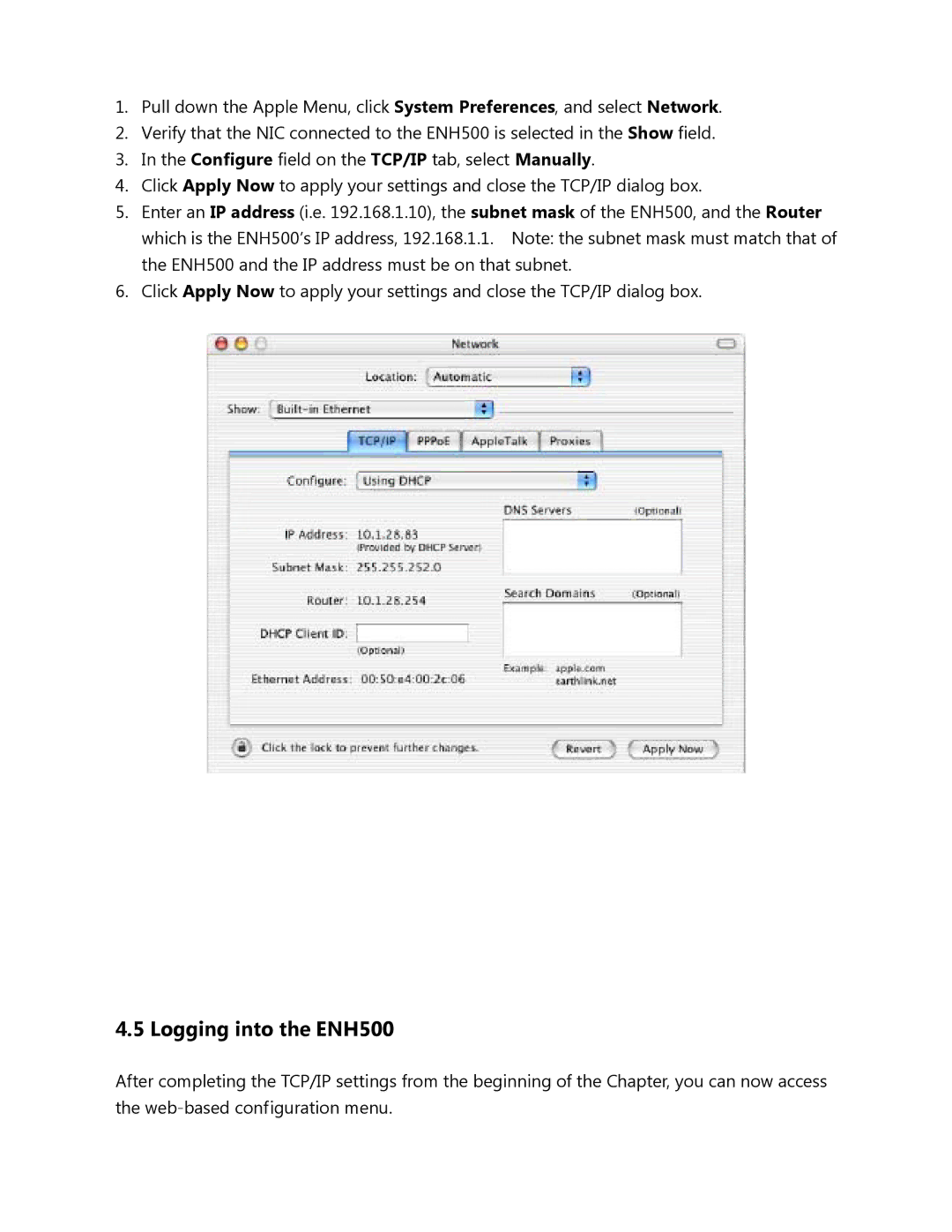 EnGenius Technologies user manual Logging into the ENH500 