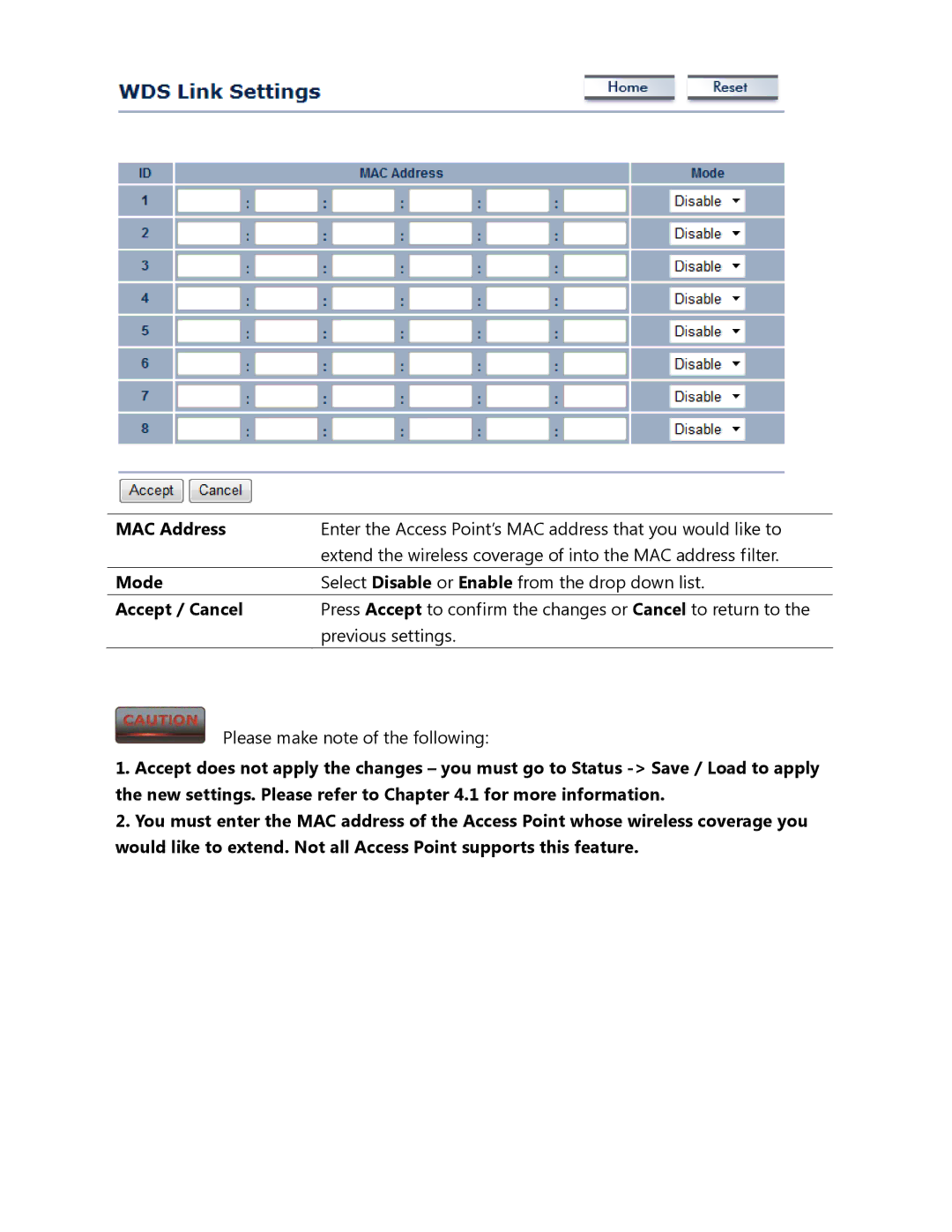 EnGenius Technologies ENH500 user manual MAC Address, Mode 