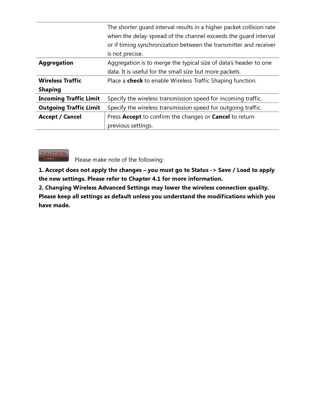 EnGenius Technologies ENH500 user manual Aggregation, Wireless Traffic, Shaping 