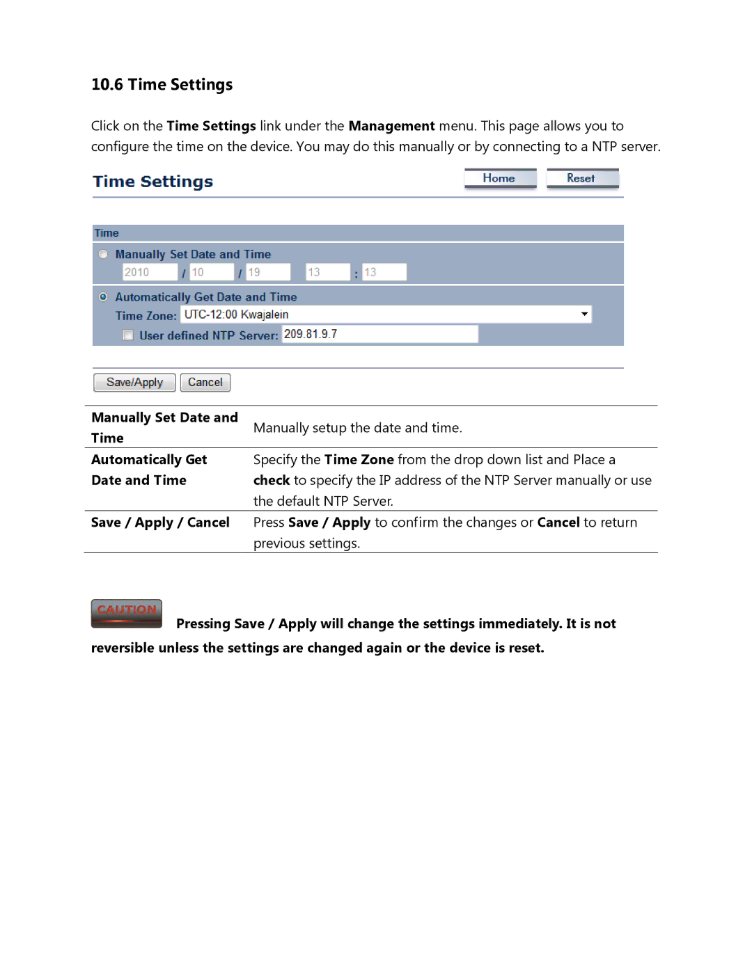 EnGenius Technologies ENH500 user manual Time Settings 