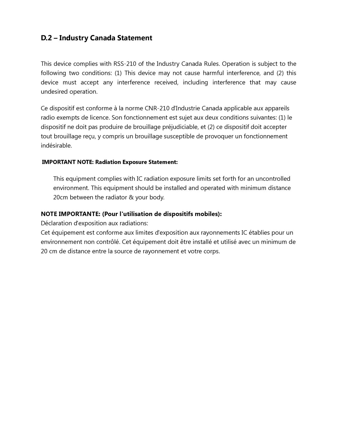 EnGenius Technologies ENH500 user manual Industry Canada Statement 