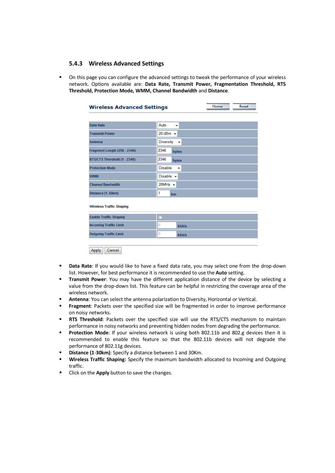 EnGenius Technologies EOC2611P manual Wireless Advanced Settings 