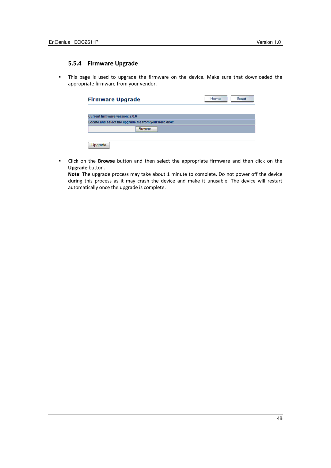 EnGenius Technologies EOC2611P manual Firmware Upgrade 