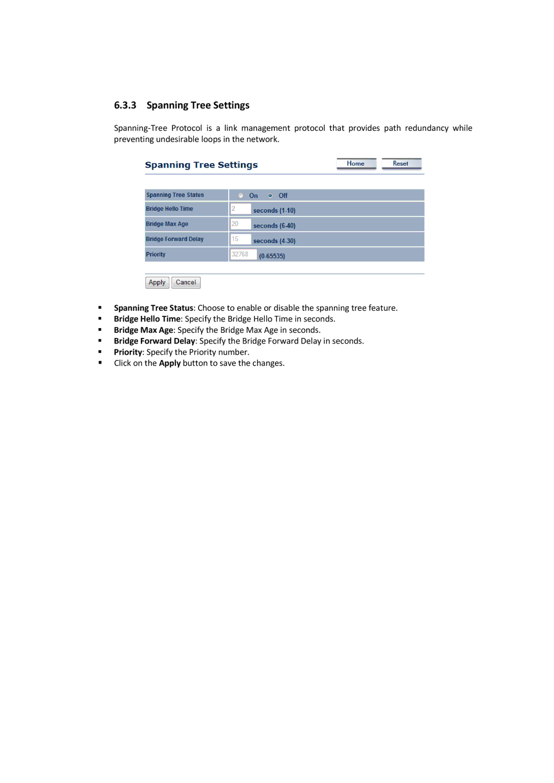 EnGenius Technologies EOC2611P manual Spanning Tree Settings 