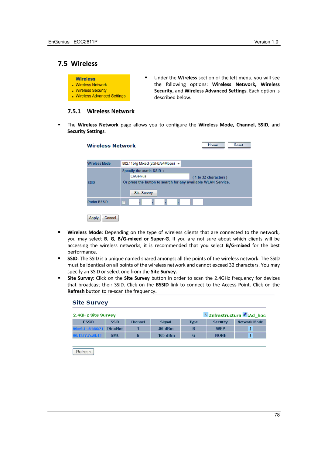 EnGenius Technologies EOC2611P manual Wireless 