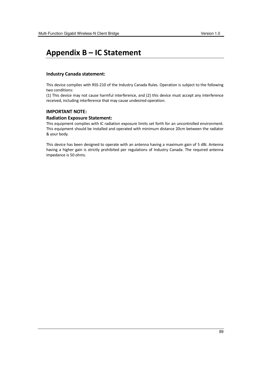 EnGenius Technologies EOC2611P manual Industry Canada statement, Radiation Exposure Statement 