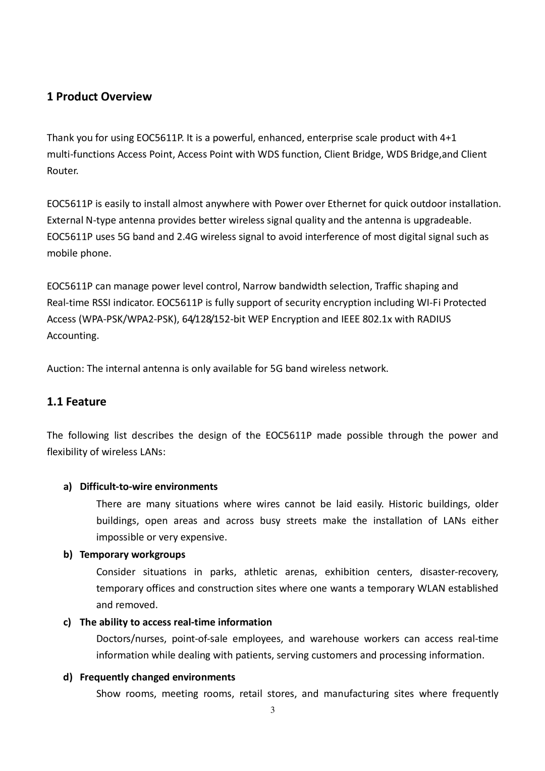 EnGenius Technologies EOC5611P user manual Product Overview, Feature 