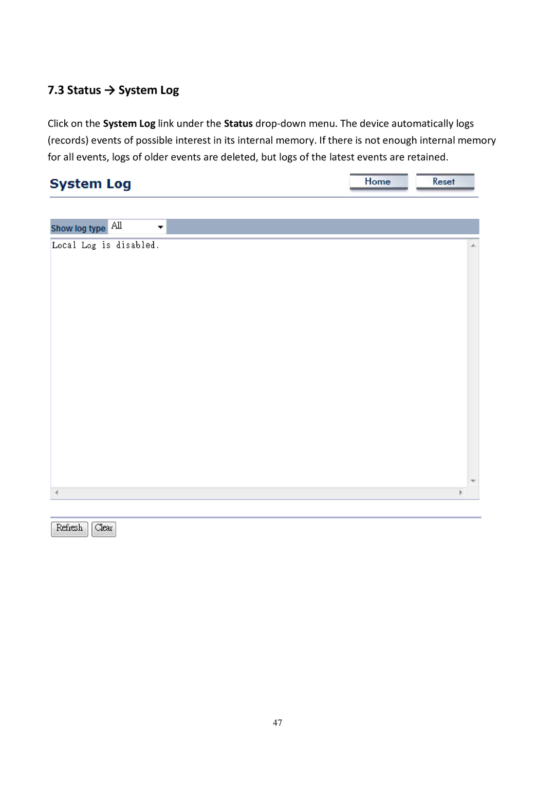 EnGenius Technologies EOC5611P user manual Status → System Log 