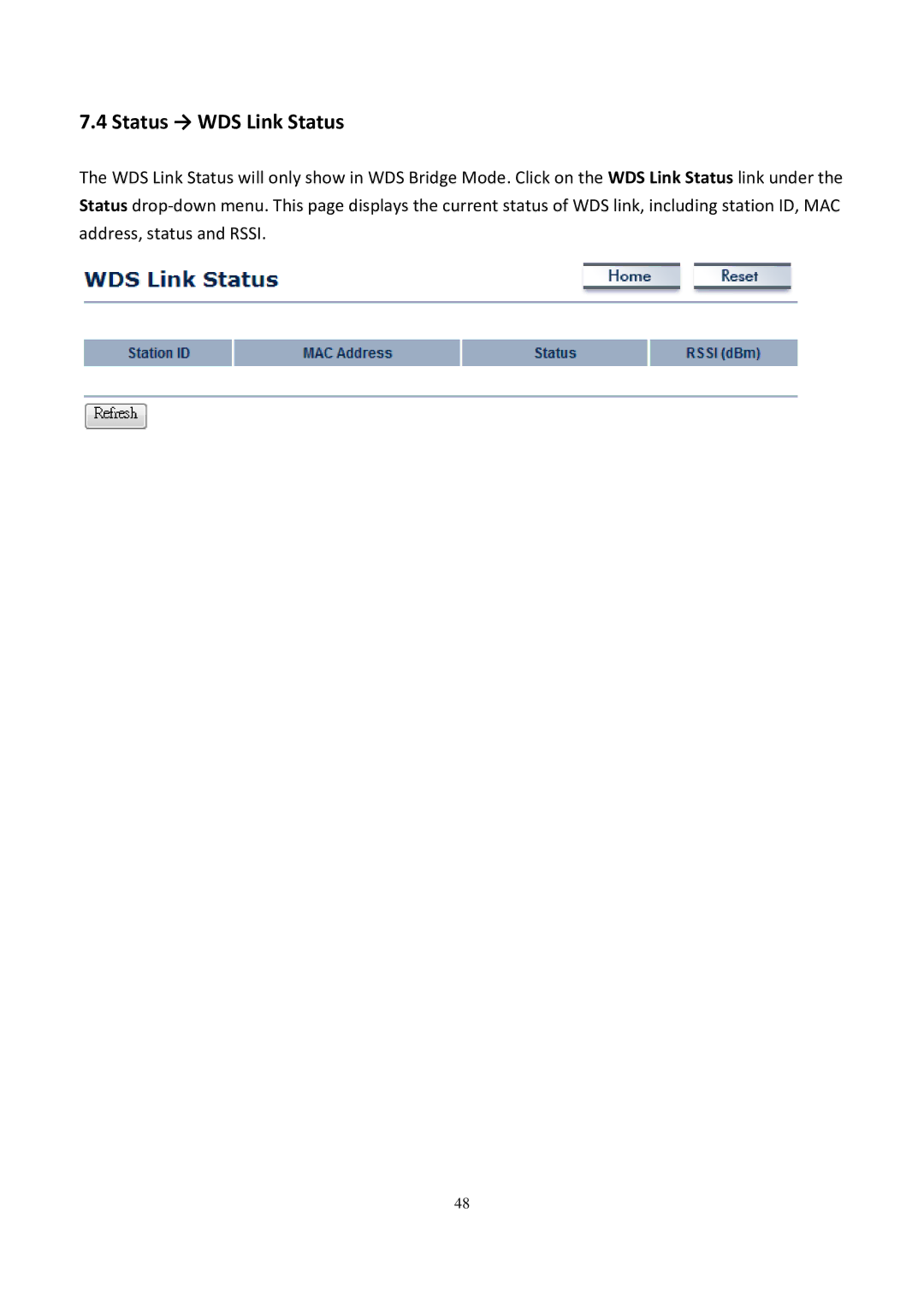 EnGenius Technologies EOC5611P user manual Status → WDS Link Status 