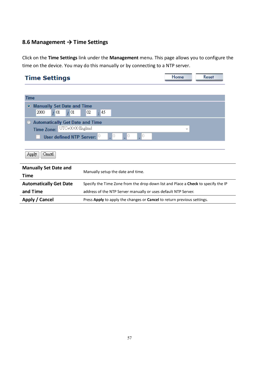 EnGenius Technologies EOC5611P user manual Management → Time Settings, Manually Set Date Time, Automatically Get Date 