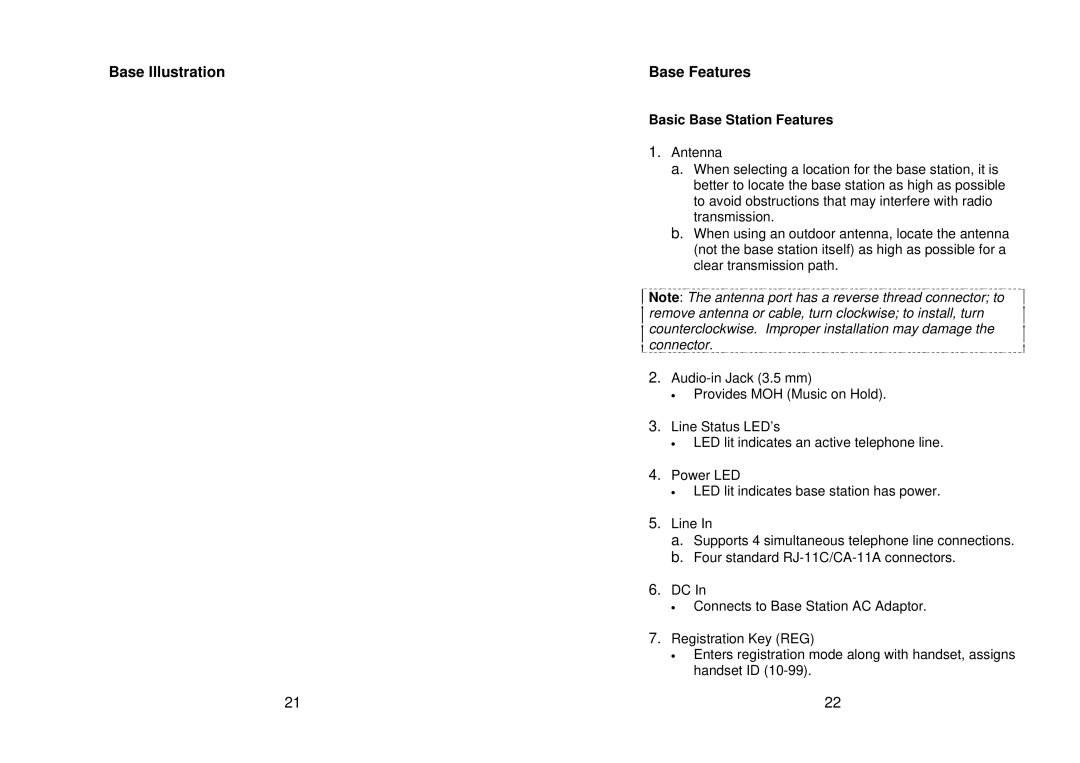 EnGenius Technologies EP-490 user manual Base Illustration Base Features, Antenna 