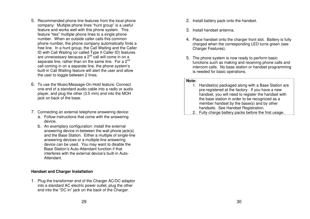 EnGenius Technologies EP-490 user manual Handset and Charger Installation 