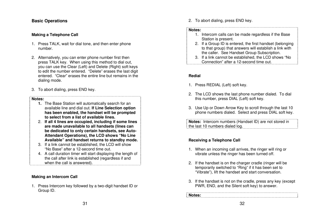 EnGenius Technologies EP-490 user manual Basic Operations, Making a Telephone Call, Making an Intercom Call, Redial 