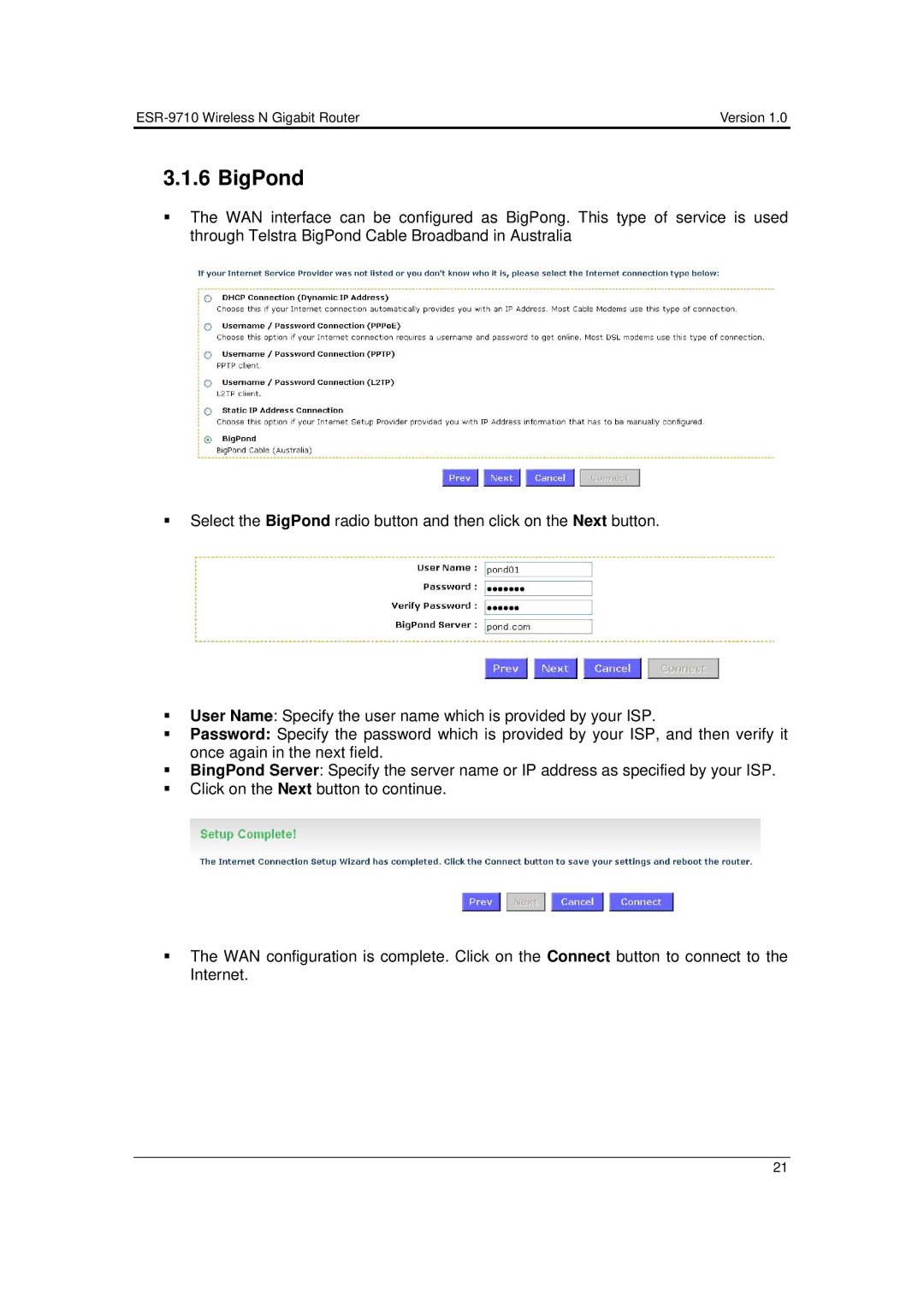 EnGenius Technologies ESR-9710 user manual BigPond 