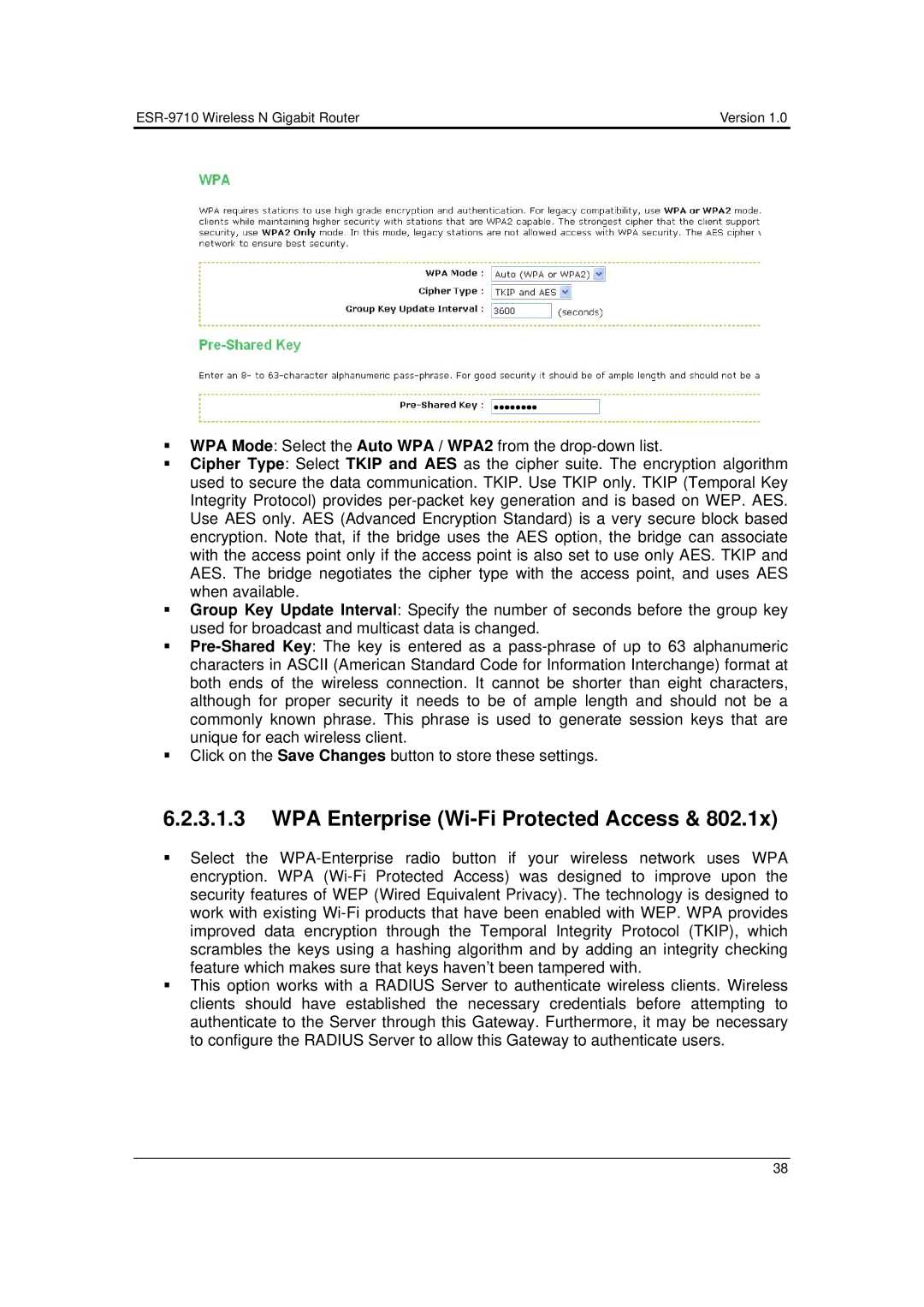 EnGenius Technologies ESR-9710 user manual WPA Enterprise Wi-Fi Protected Access 