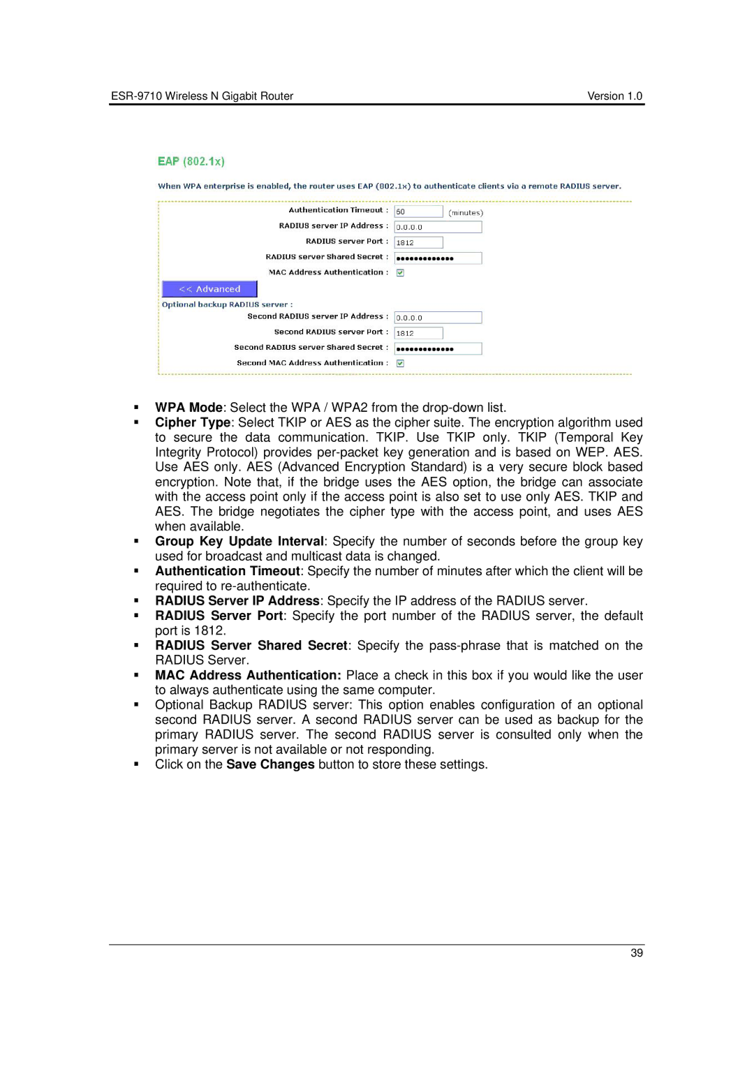 EnGenius Technologies user manual ESR-9710 Wireless N Gigabit Router 