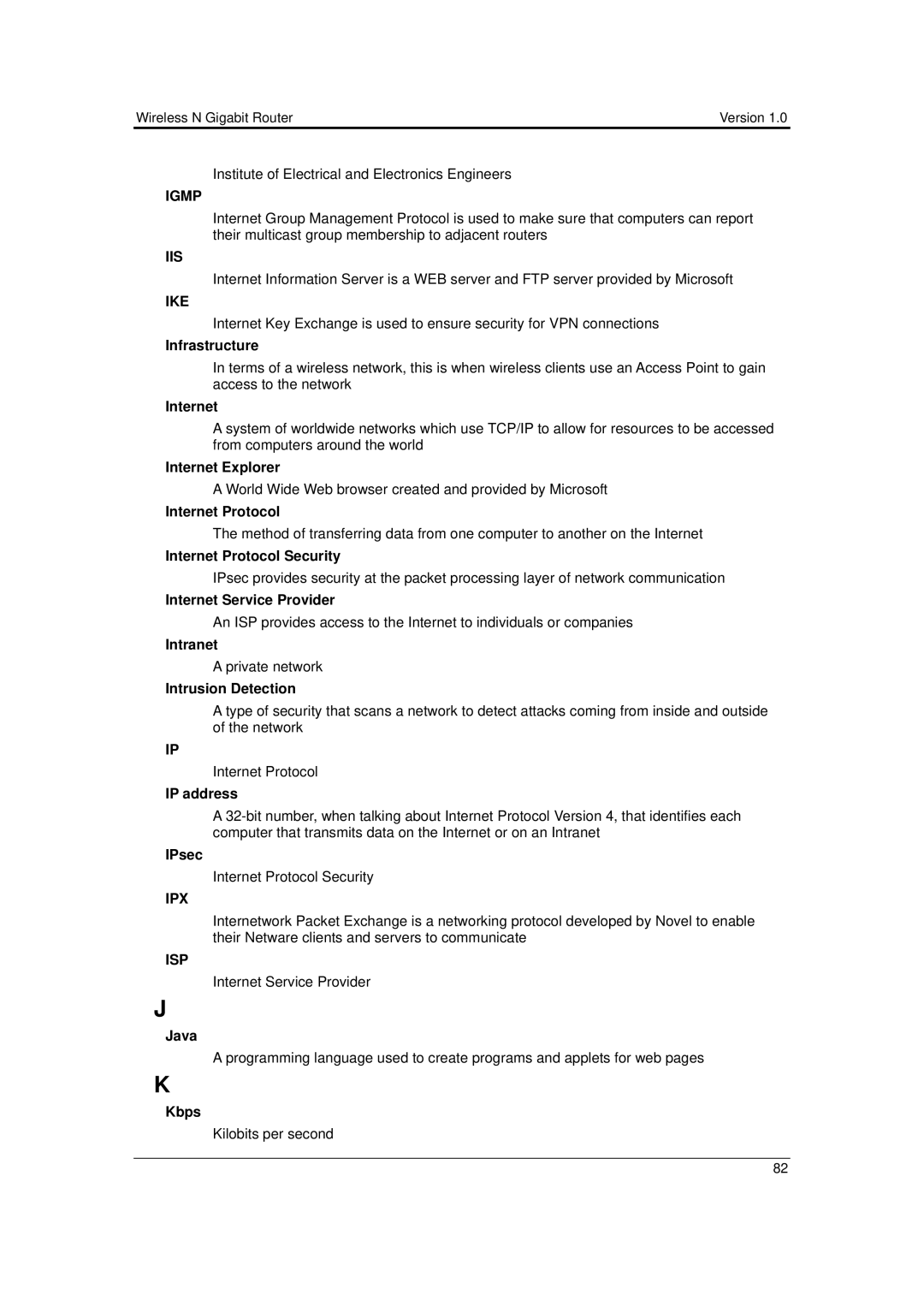 EnGenius Technologies ESR-9710 user manual Igmp, Iis, Ike, Ipx, Isp 