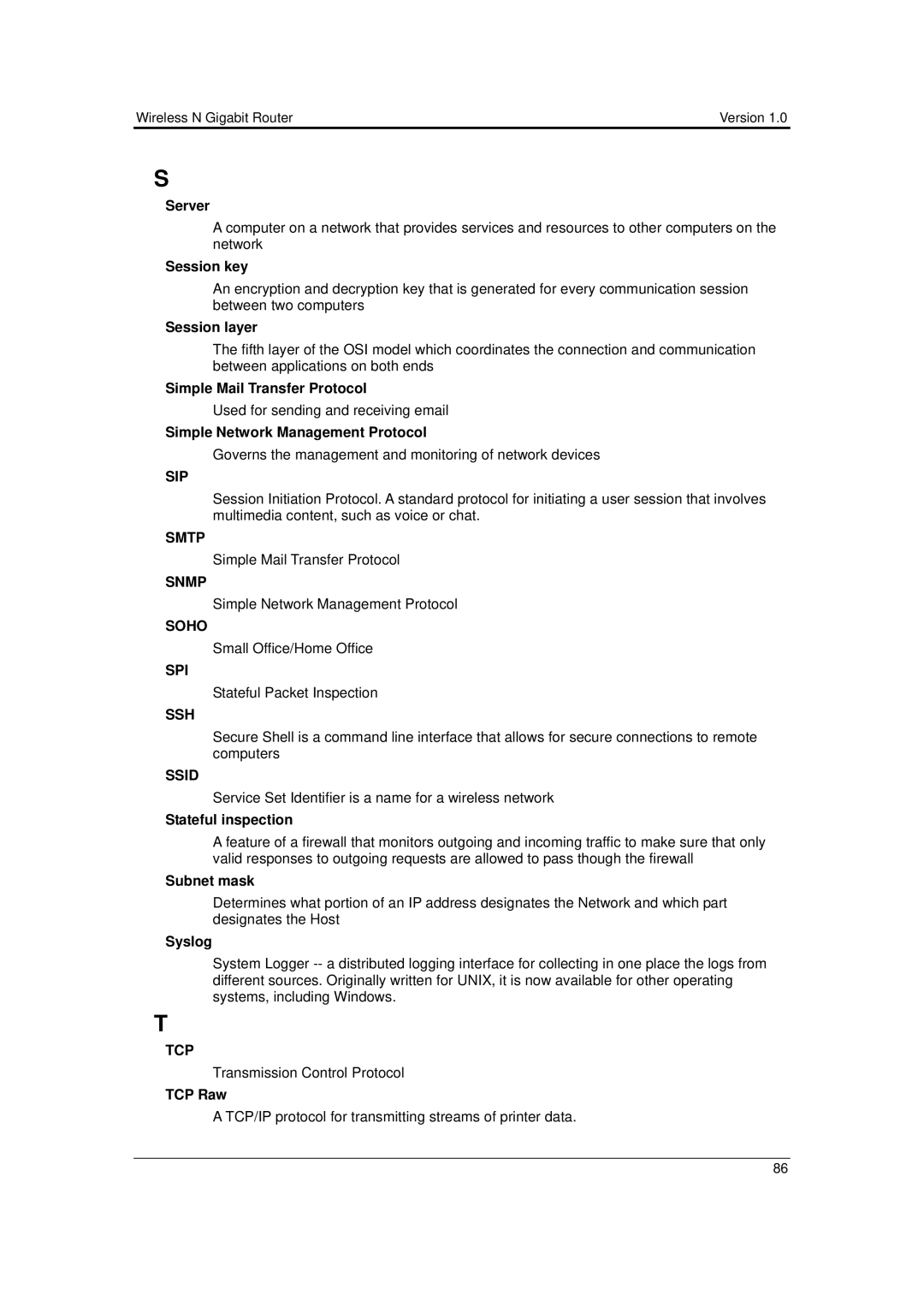 EnGenius Technologies ESR-9710 user manual Sip, Smtp, Snmp, Soho, Spi, Ssh, Ssid, Tcp 