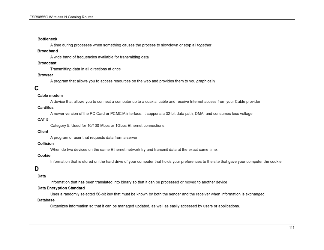 EnGenius Technologies ESR9855G manual Cat 