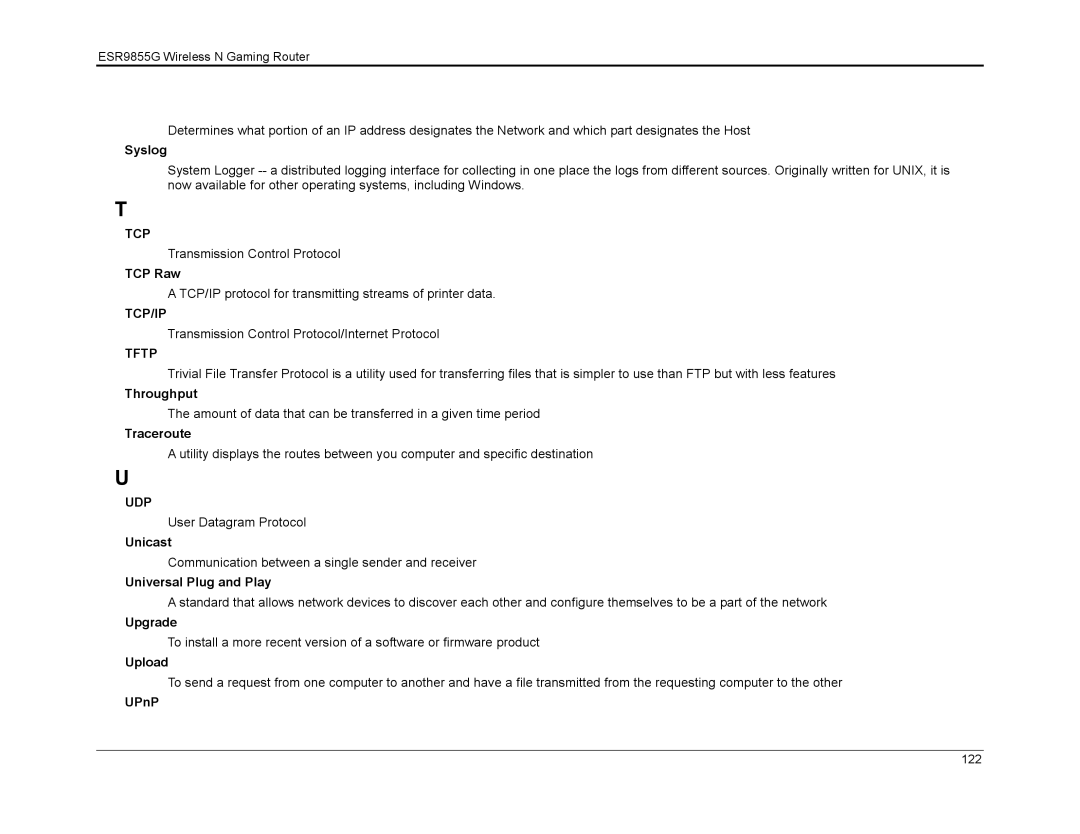 EnGenius Technologies ESR9855G manual Tcp/Ip, Tftp, Udp 
