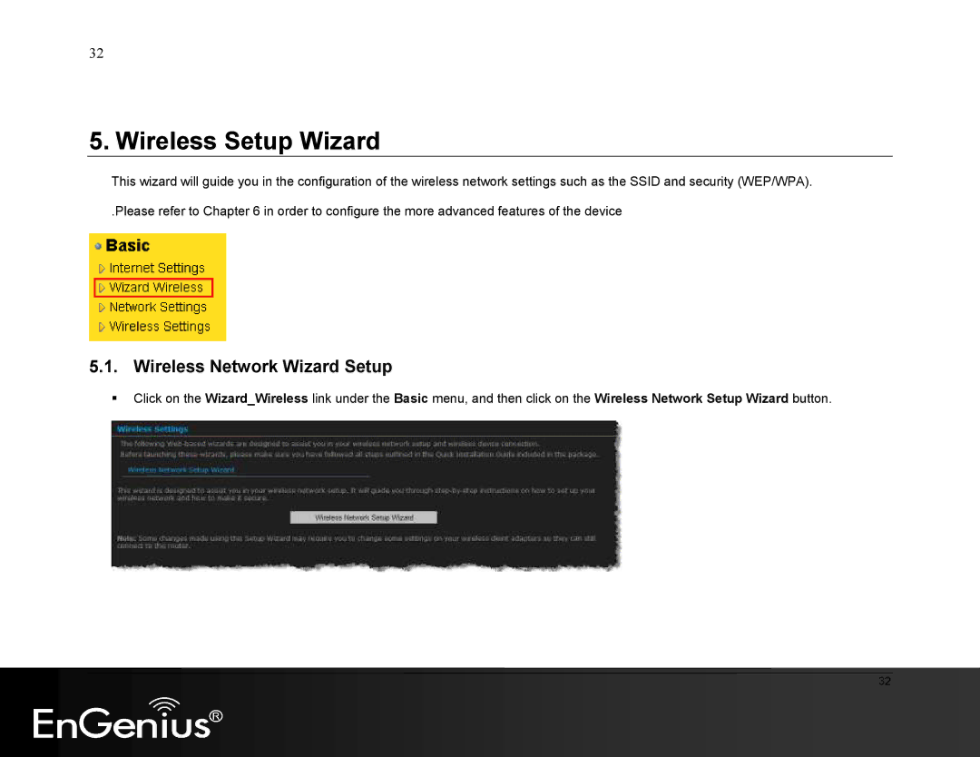 EnGenius Technologies ESR9855G manual Wireless Setup Wizard, Wireless Network Wizard Setup 