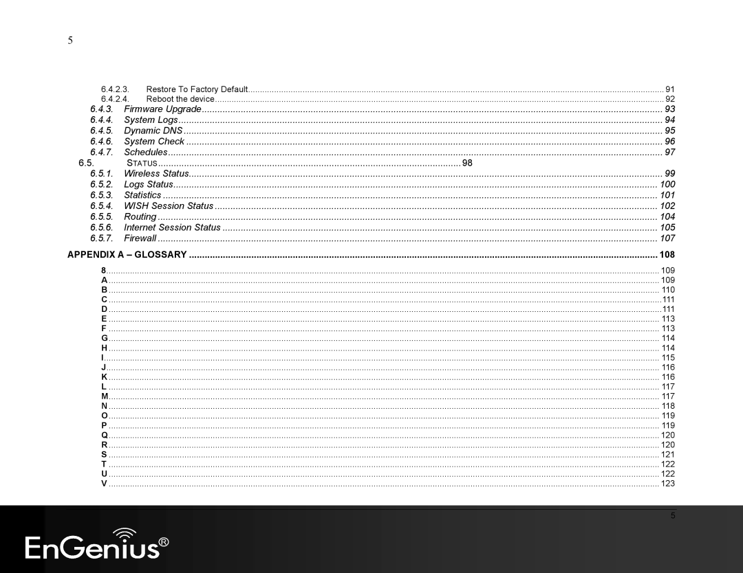 EnGenius Technologies ESR9855G manual 108, Restore To Factory Default 2.4 