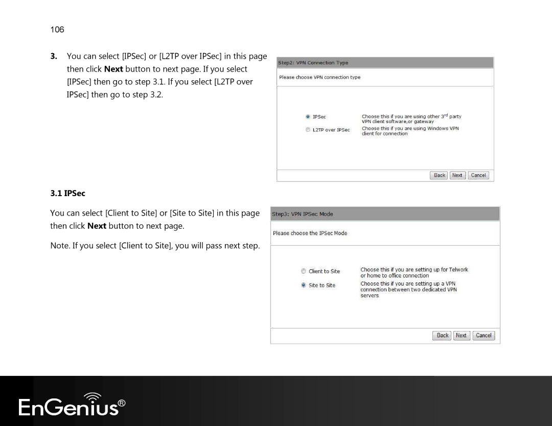 EnGenius Technologies EVR100 manual IPSec 