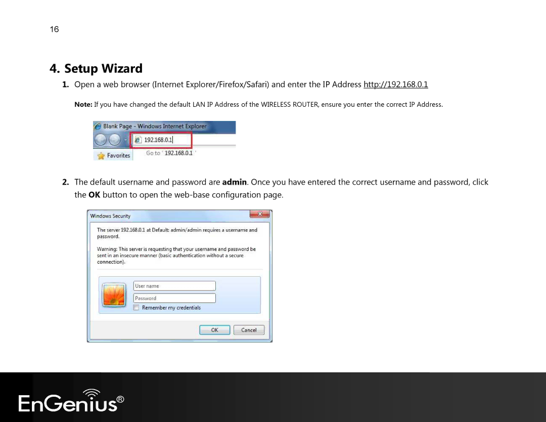 EnGenius Technologies EVR100 manual Setup Wizard 