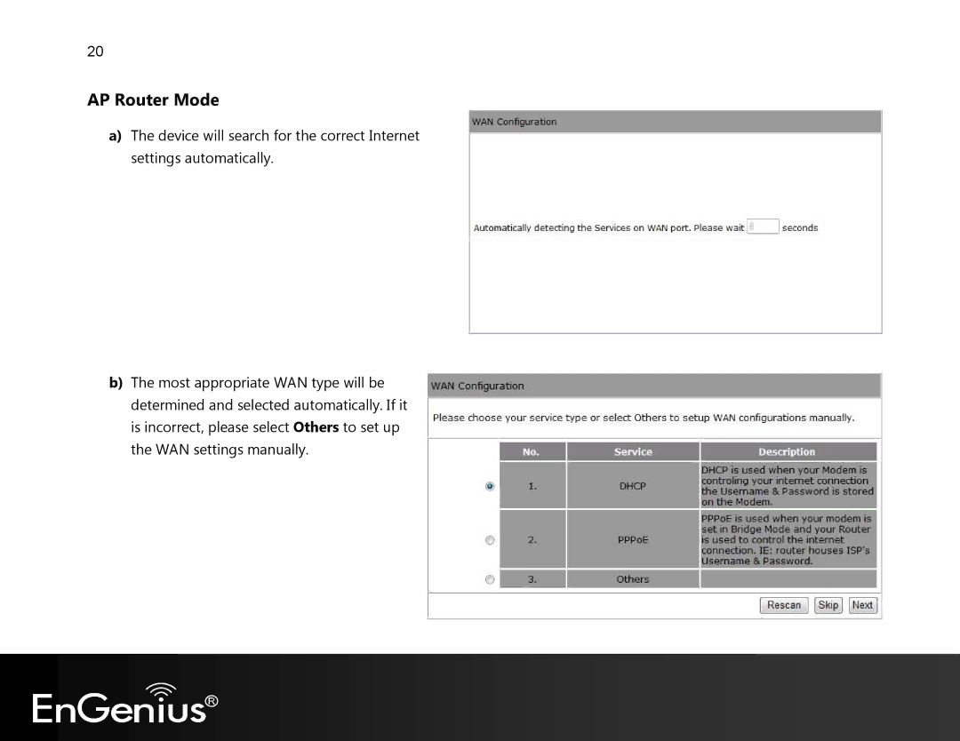 EnGenius Technologies EVR100 manual AP Router Mode 