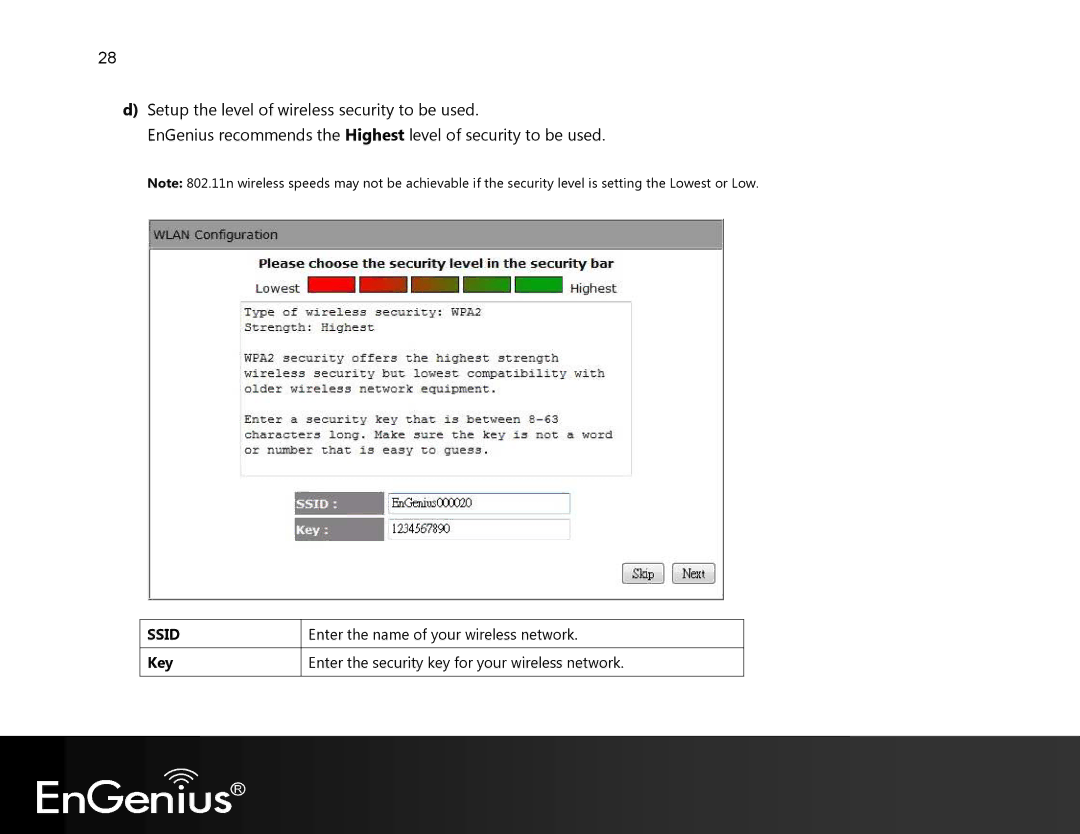 EnGenius Technologies EVR100 manual Ssid, Key 