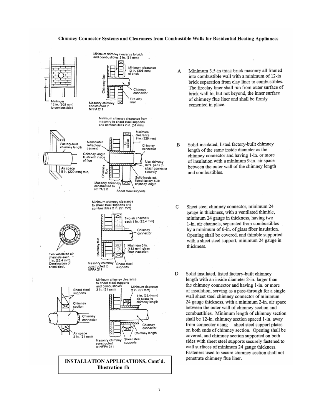 England's Stove Works 50-SFP12G, 50-SFP12L, 50-TFP12P, 50-SFP12P, 12-FPP Installation APPLICATIONS, Cont’d Illustration 1b 