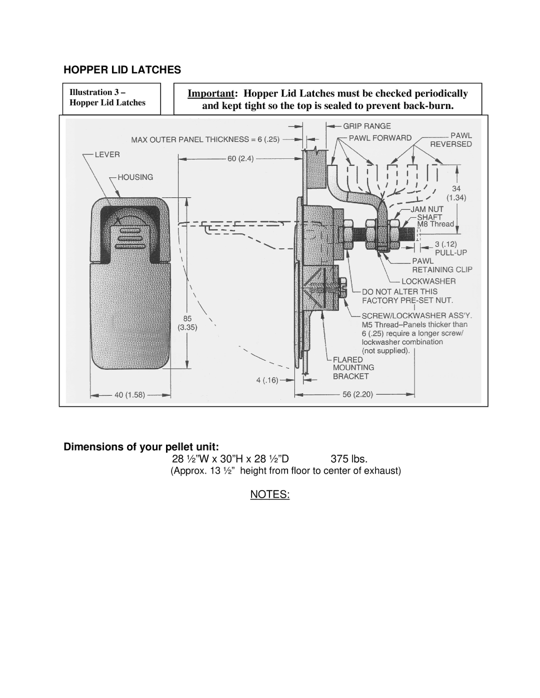 England's Stove Works 25-PDVE, 55-TRP22E, 55-SHP22E operation manual Hopper LID Latches 