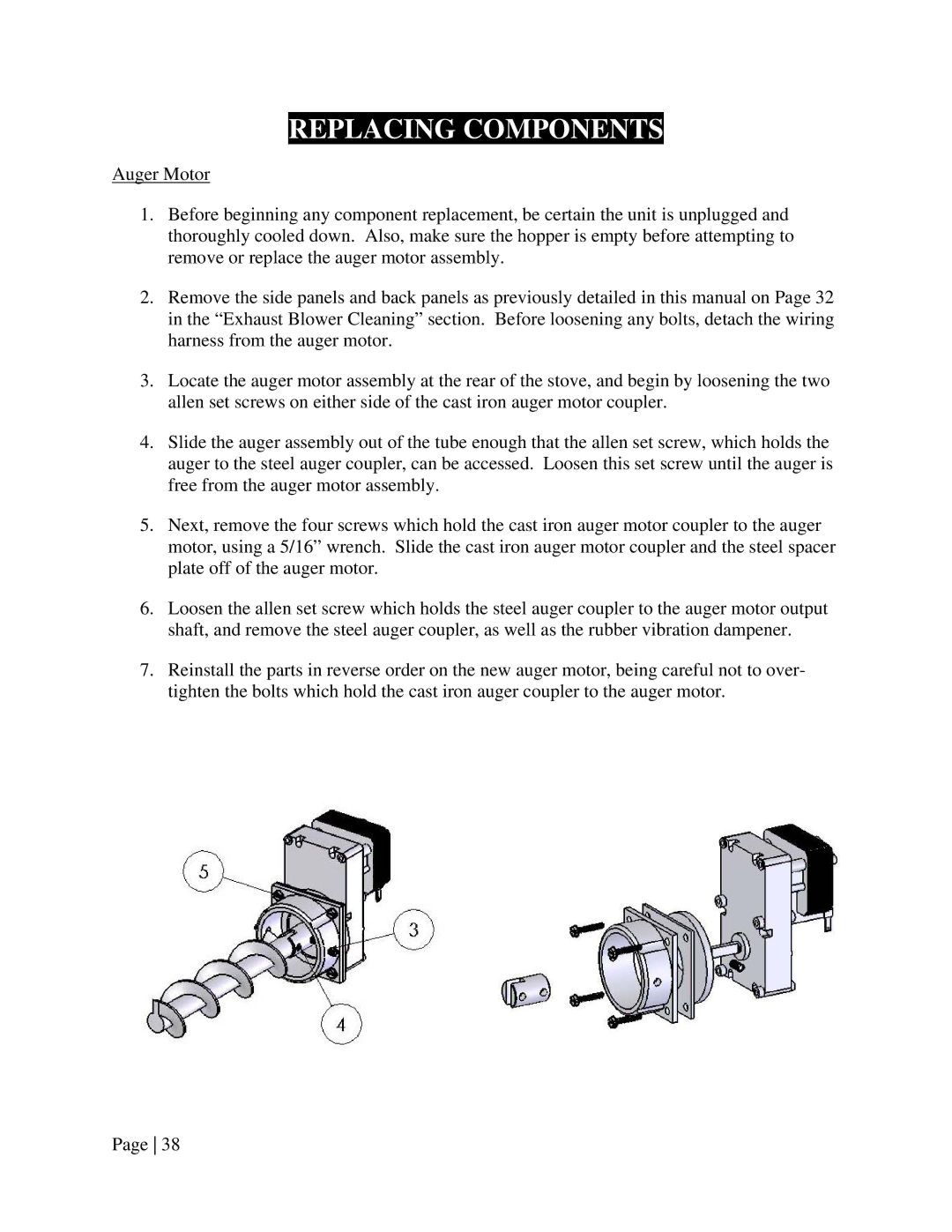 England's Stove Works 25-EP, 55-TRPEP, 55-SHPEP operation manual Replacing Components 