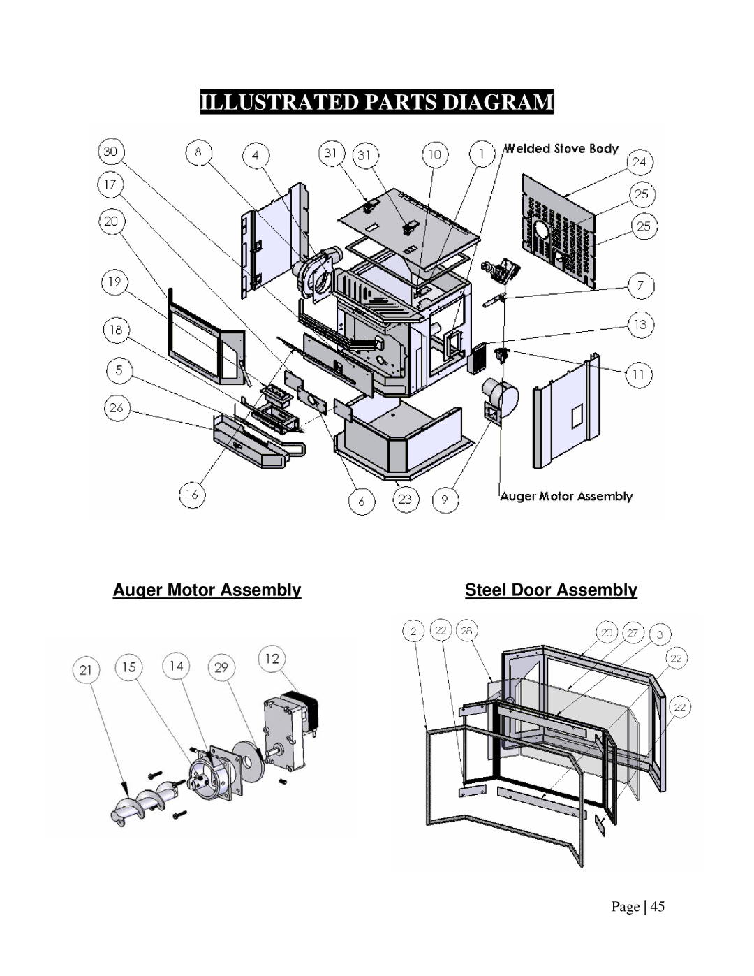 England's Stove Works 55-TRPEP, 55-SHPEP, 25-EP operation manual Illustrated Parts Diagram 