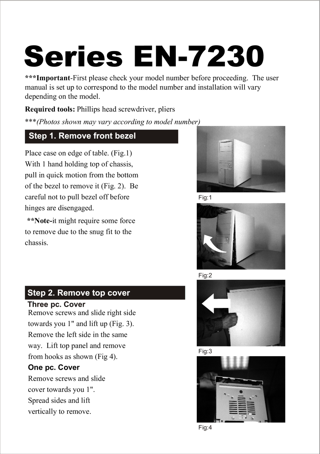 Enlight user manual Series EN-7230, One pc. Cover 