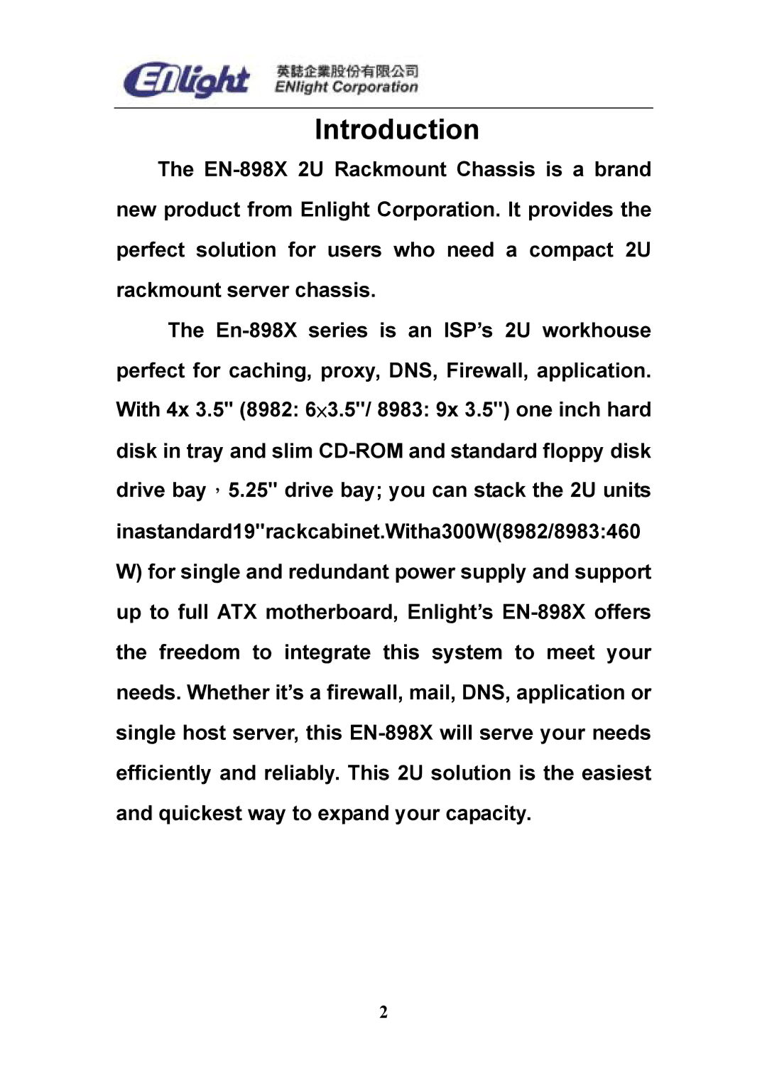 Enlight EN-898X user manual Introduction 