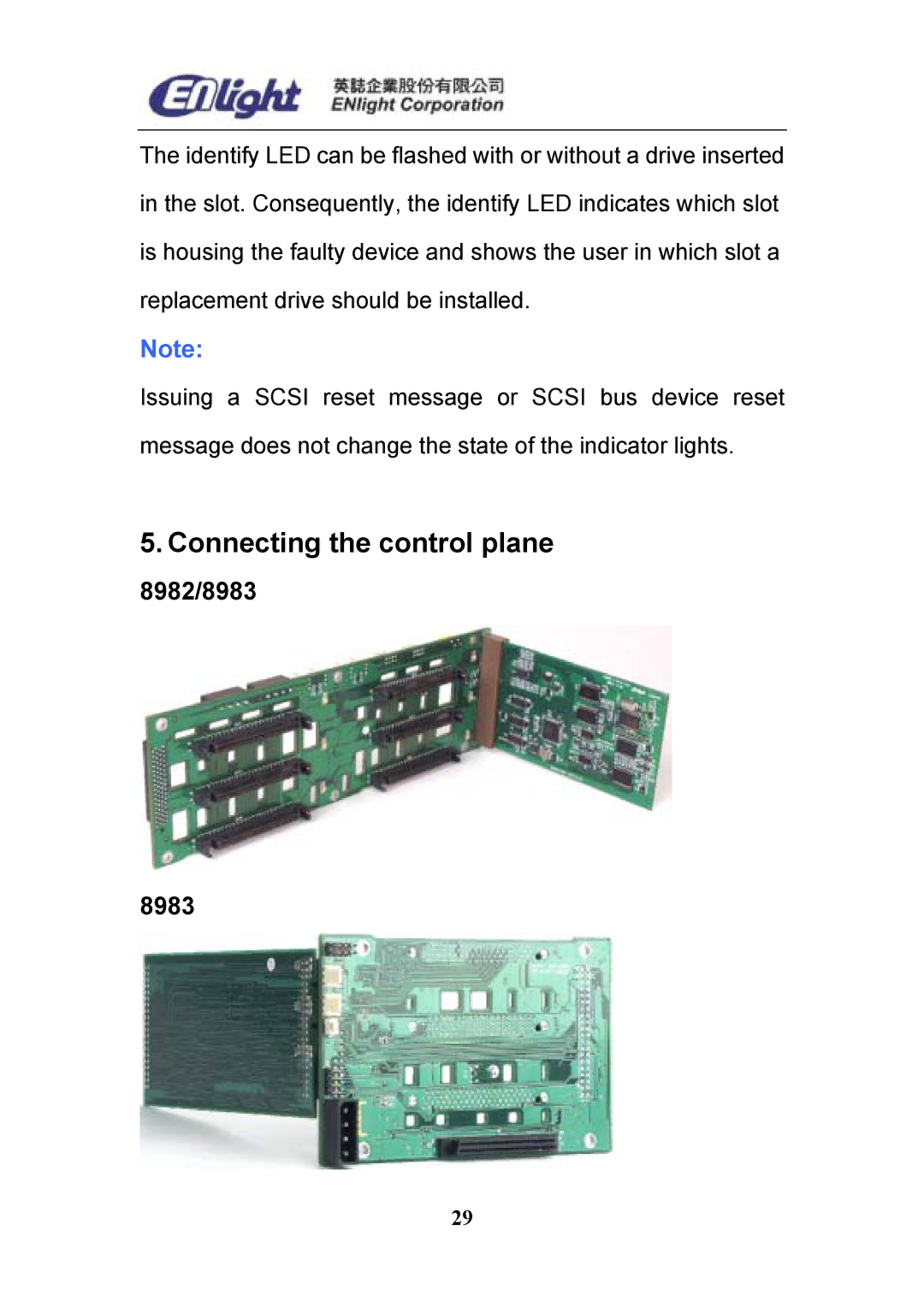 Enlight EN-898X user manual Connecting the control plane, 8982/8983 