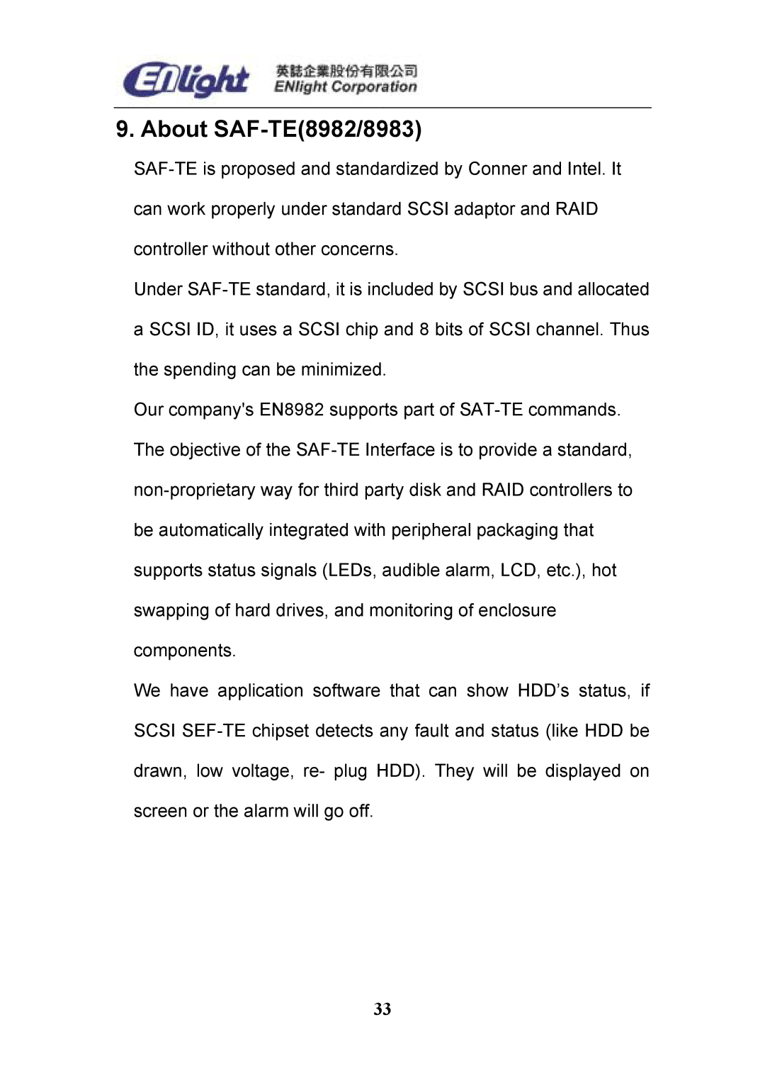 Enlight EN-898X user manual About SAF-TE8982/8983 