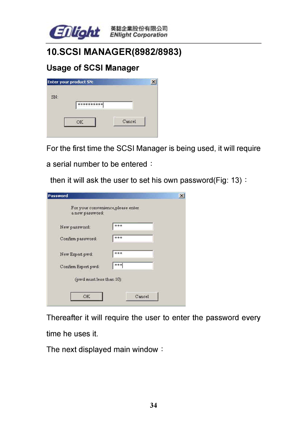 Enlight EN-898X user manual Scsi MANAGER8982/8983, Usage of Scsi Manager 