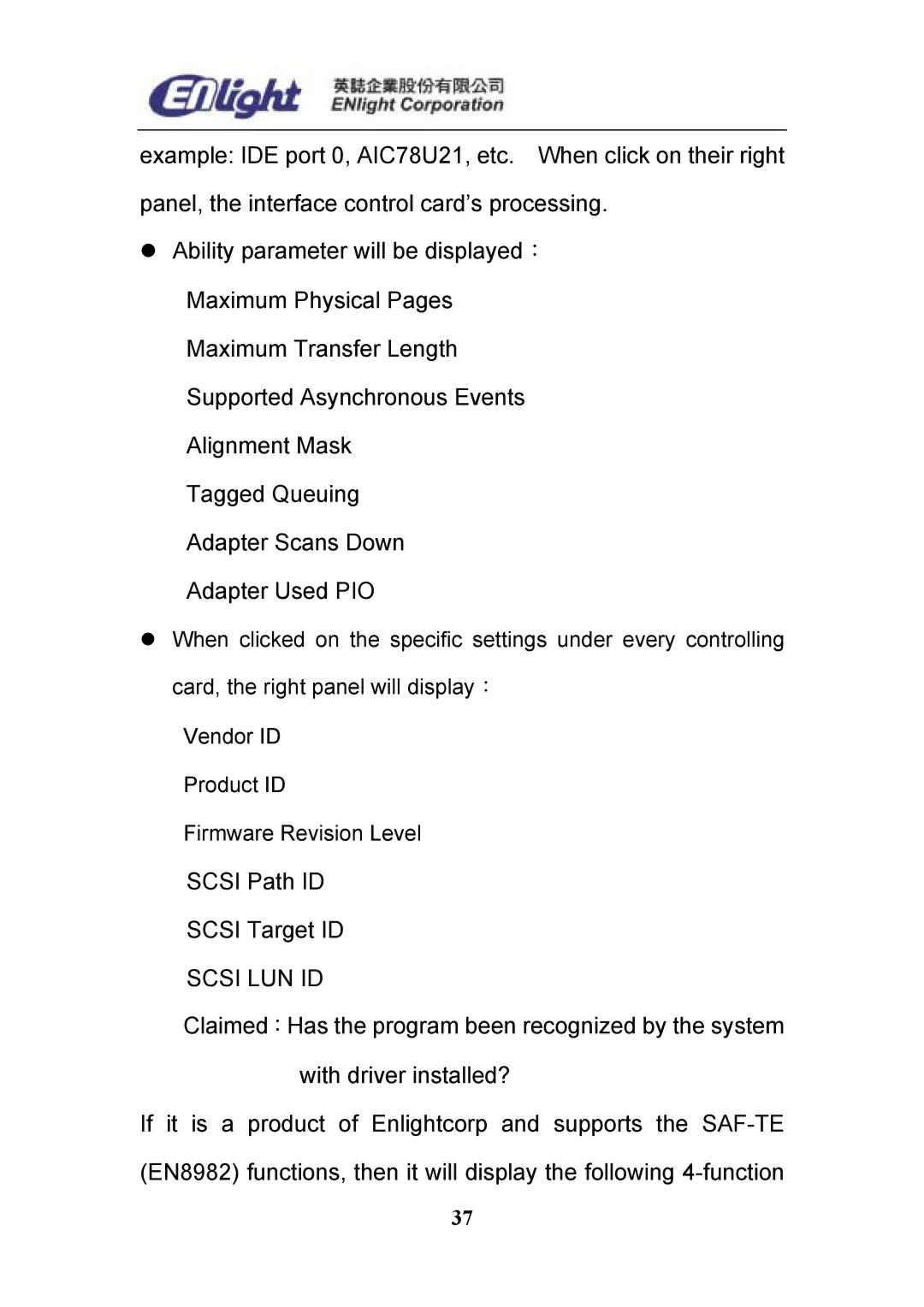 Enlight EN-898X user manual Scsi LUN ID 