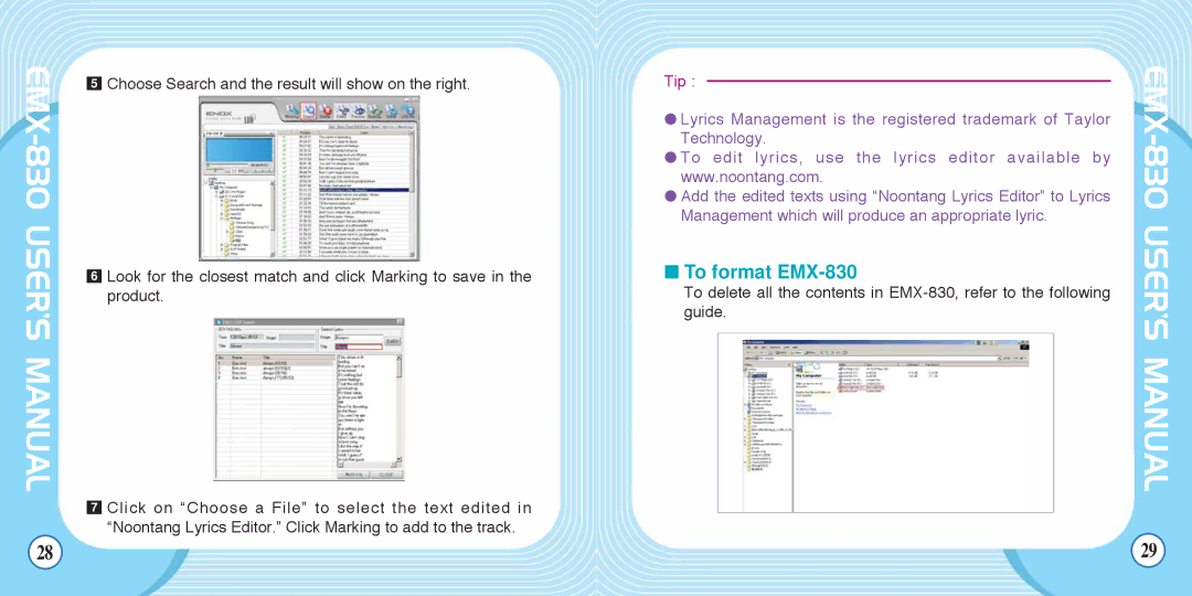 Enox manual To format EMX-830 