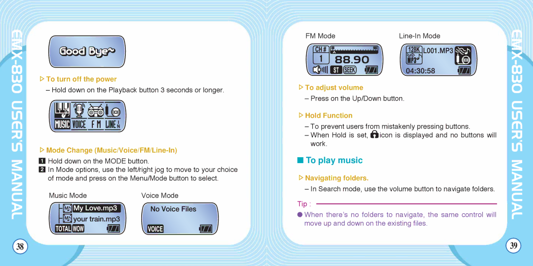 Enox EMX-830 manual To play music 