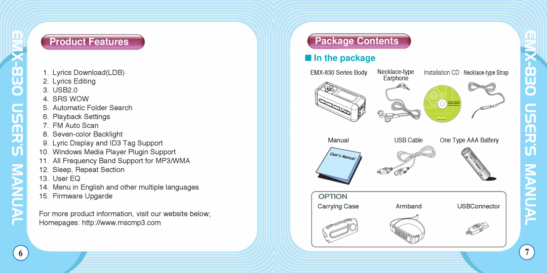 Enox EMX-830 manual Product Features, Package Contents 