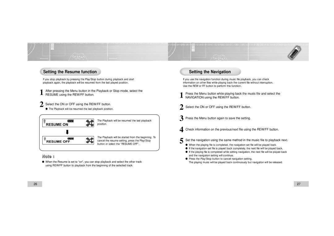 Enox EVR-M760, EVR-M750 manual Setting the Resume function, Setting the Navigation 