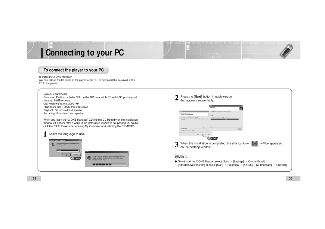 Enox EVR-M760, EVR-M750 manual Connecting to your PC, To connect the player to your PC, On the desktop window 